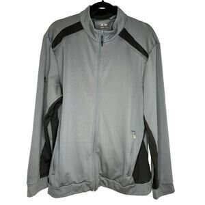 Adidas Track Suit Jacket Mens L Clima Warm Gray & Black Full Zip Pockets